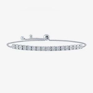 NEW - 1/10 CT. T.W. Mined White Diamond Sterling Silver Bolo Bracelet